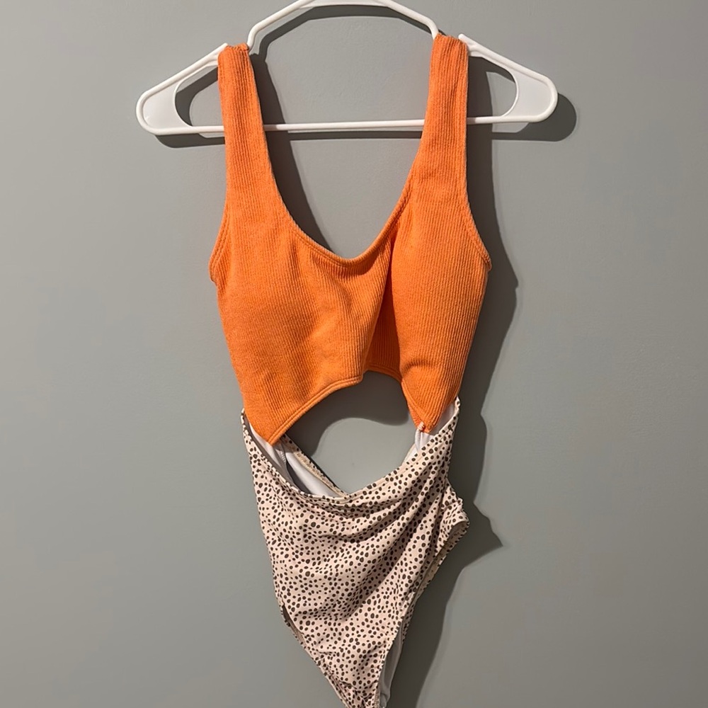 Orange and White Swinsuit
